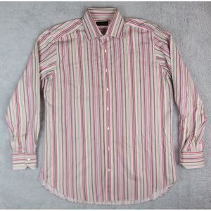 Mens Etro Milano Dress Shirt Multicolor Size 43 Cotton‎ Button Front Striped